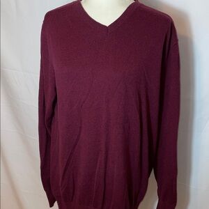 George Men's Burgundy V-Neck Sweater
